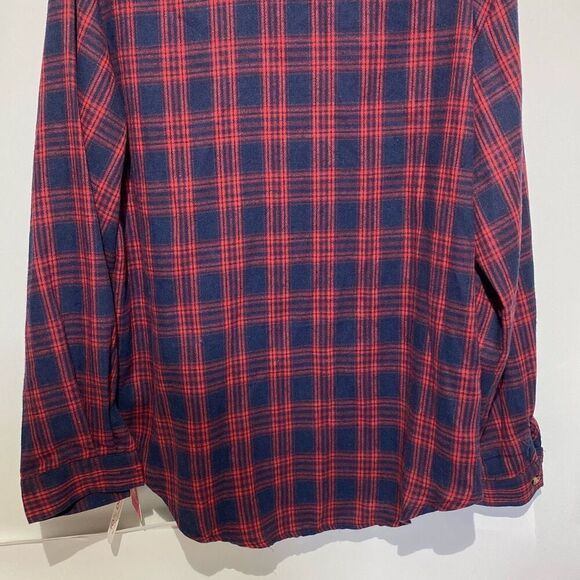 Romwe Women's Red Navy Plaid Long Sleeve Button Up Shirt Size 8/10 NWT - Picture 5 of 11